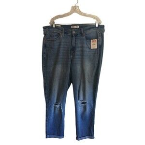 Levi Strauss Signature Pants Women's Size 22x36 Blue Boyfriend Distressed